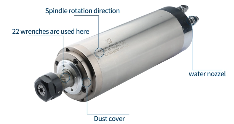 Hycnc Hqd CNC Router Machine Tool Spindle Motor 2.2kw Water Cooled Lathe Boring Woodworking High Speed Milling Spindle CNC Er20 24000rpm
